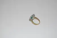Emerald and Diamond Cluster Ring