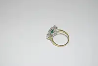 Emerald and Diamond Cluster Ring