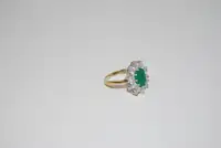 Emerald and Diamond Cluster Ring