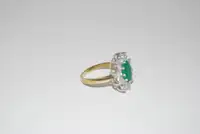 Emerald and Diamond Cluster Ring