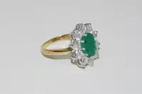 Emerald and Diamond Cluster Ring