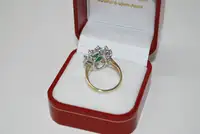 Emerald and Diamond Cluster Ring