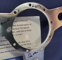 Sir Stirling Moss. Signed Wood-Rim 3-Spoke Alloy Steering Wh-Sold