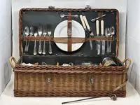 Edwardian Wicker Picnic Basket-Sold