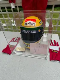 Ayrton Senna Replica Helmet, Gloves, Race Suit and His Signa-Sold