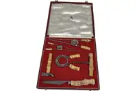 A Fine and Rare 1920s Cased Bamboo Handled Wine Set-For Sale
