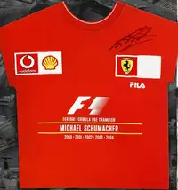 A Large Michael Schumacher-Signed and Framed Shirt Display -For Sale