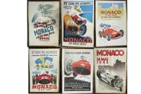 Six Substantial Monaco Grand Prix Framed and Glazed Reproduc-For Sale
