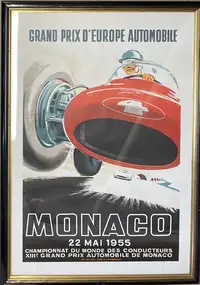 Six Substantial Monaco Grand Prix Framed and Glazed Reproduc-For Sale