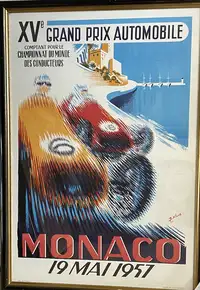 Six Substantial Monaco Grand Prix Framed and Glazed Reproduc-For Sale
