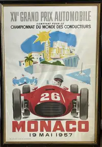 Six Substantial Monaco Grand Prix Framed and Glazed Reproduc-For Sale