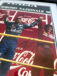 Nigel Mansell CBA and Alain Prost-Signed Winners Podium Phot-For Sale