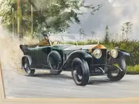 Original Bob Murray Painting - Bristol Flies Over Rolls-Royc-For Sale