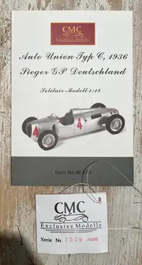 Auto Union Type C CMC M-073 1:18th Scale Sieger GP Deutschla-For Sale