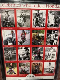 'Celebrities Who Rode a Honda' Framed Picture-Sold