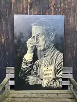 Hand-Painted Portrait of the Forever Cool Paul Newman-For Sale