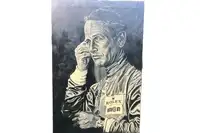 Hand-Painted Portrait of the Forever Cool Paul Newman-For Sale