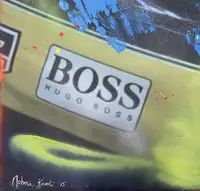 A Pair of Ayrton Senna Original 'Graffiti' Paintings on Canv-For Sale