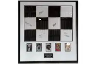 Large Framed and Glazed Chequered Flag Signed by Five Formul-For Sale