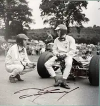 1964 Signed Black and White Photograph of Jim Clarke and Dan-For Sale