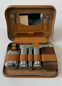 Pigskin Leather Motoring Vanity And Grooming Case-For Sale
