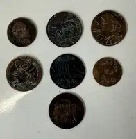 Seven Original Suffragette Defaced English Protest Coins-For Sale