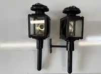 Black Victorian Candle-Powered Carriage Lamps-For Sale