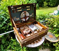 1905 Asprey Fine Wicker and Oak Cased Four Person Gigantic P-For Sale