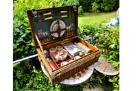 1905 Asprey Fine Wicker and Oak Cased Four Person Gigantic P-For Sale