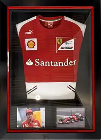 Framed Fernando Alonso Ferrari Team Shirt Signed and Authent-Sold