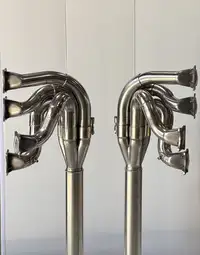 A Pair of Lamps Crafted from the Exhaust System of a Ford Co-For Sale