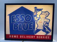 A Rare Vintage Illimunated Sign for Esso Blue Home Delivery-Sold