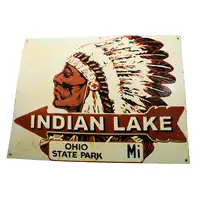 Indian Lake Ohio Petroleum Double Sided Enamel Sign-For Sale