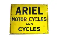 Ariel Motor Cycles and Cycles Factory Large Enamel Sign -For Sale