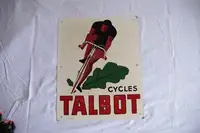 1960s Talbot French Cycles Enamel Sign by Sasago-For Sale