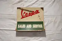 Vespa Sales and Service Tin Sign-For Sale