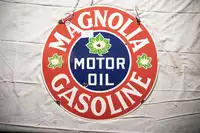 Magnola Gasoline Motor Oil Double Sided Enamel Sign-For Sale
