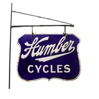 Humber Cycles Hanging Enamel Sign and Wall Hanging Bracket-For Sale