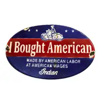 Indian 'I Bought American' Oval Enamel Sign-For Sale