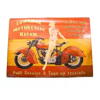 Indian Lowrider Motorcycle Repair Pinup Enamel Sign-For Sale