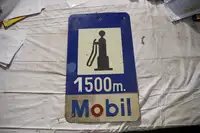 Mobil Petrol 1500m Enamel Sign-For Sale