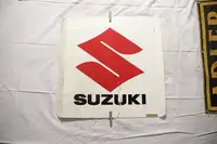 Suzuki Rotating Double Sided Tin Sign -For Sale