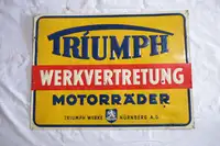 Triumph Werkvertretung Pressed Tin Enamel Sign-For Sale