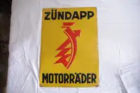1920s Zundapp Motorrader Pressed Tin Sign-For Sale