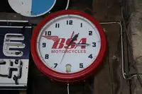 C.1960 BSA Motorcycles Wall Clock, Lighted Face-For Sale