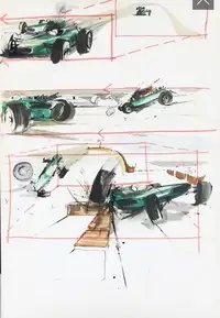 Watercolour Storyboards from the famous 1966 film Grand Prix-For Sale