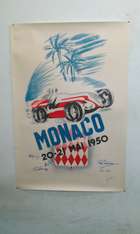 Reprinted but multi signed 1950 Monaco Grand Prix poster -Sold