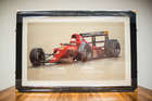 Three select framed artworks of a motoring nature-Auction Lot