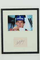 Ayrton Senna autograph in photographic montage-Sold
