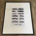 A Fine Monochromatic Framed ‘Classic Cars’ Art Print.-Auction Lot